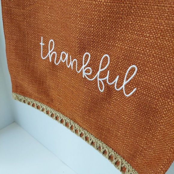 Autumn Thanksgiving Reversible Embroidered Plaid Table Runner - Picture 6 of 8